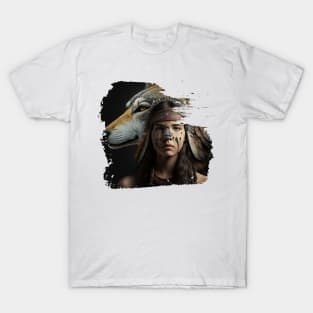 American indian with wolf T-Shirt